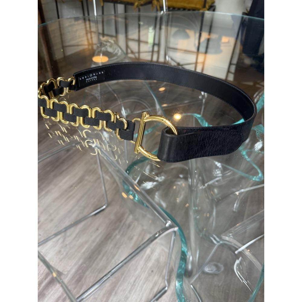 Suzi Oher Medium Black Stretch Gold O Ring Belt Buckle Made in Canada